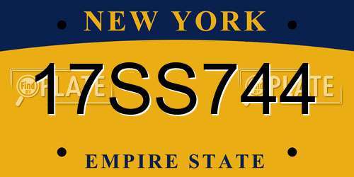 17SS744 New York License Plate