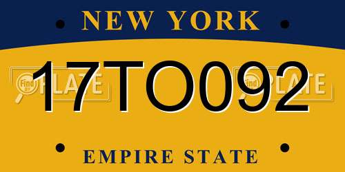17TO092 New York License Plate