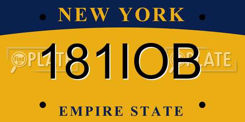 181IOB New York License Plate