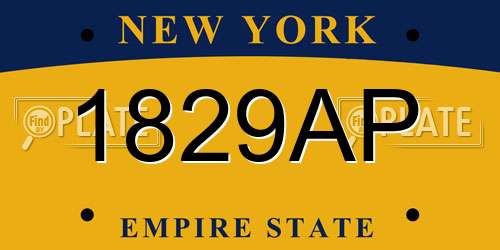 1829AP New York License Plate