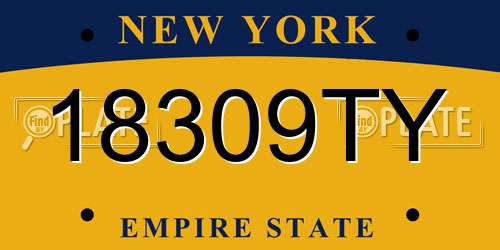 18309TY New York License Plate