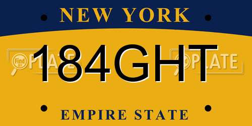 184GHT New York License Plate