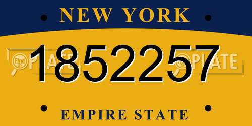1852257 New York License Plate