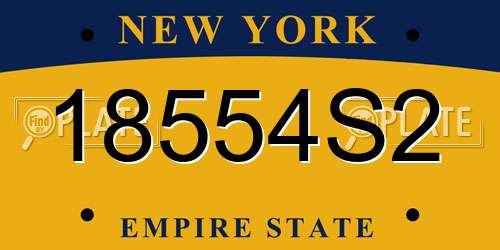 18554S2 New York License Plate