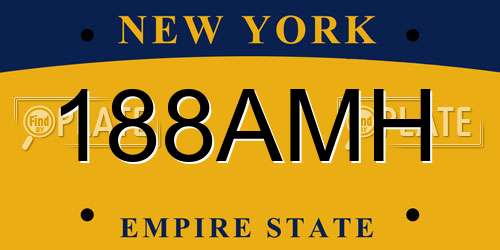188AMH New York License Plate