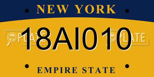 18AI010 New York License Plate