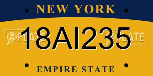 18AI235 New York License Plate