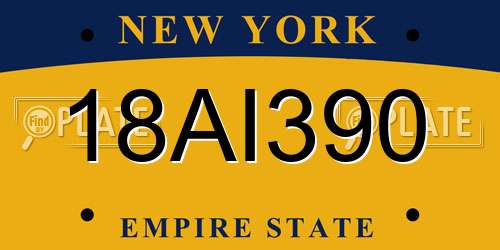 18AI390 New York License Plate