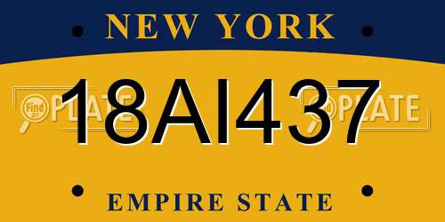 18AI437 New York License Plate
