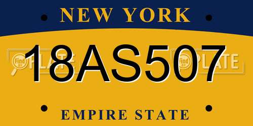 18AS507 New York License Plate