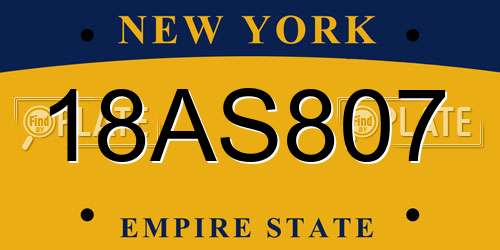 18AS807 New York License Plate