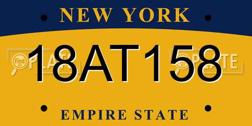 18AT158 New York License Plate