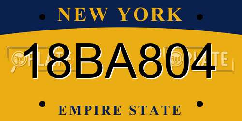 18BA804 New York License Plate