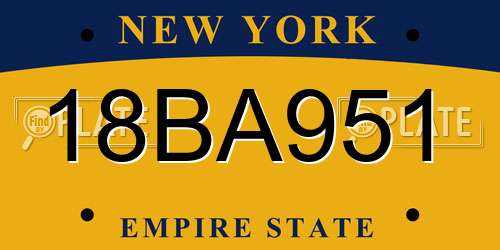 18BA951 New York License Plate