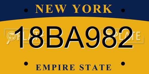 18BA982 New York License Plate