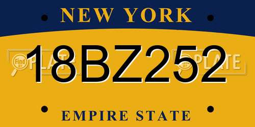 18BZ252 New York License Plate