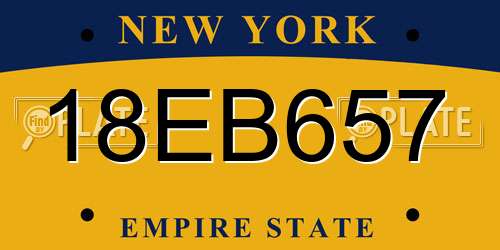 18EB657 New York License Plate