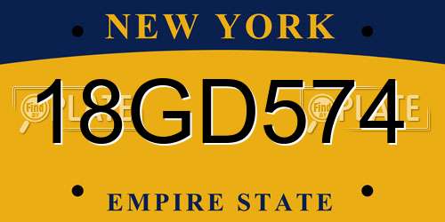 18GD574 New York License Plate