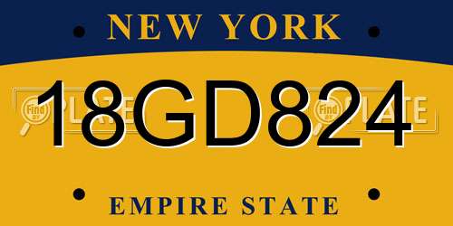 18GD824 New York License Plate