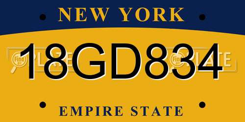 18GD834 New York License Plate