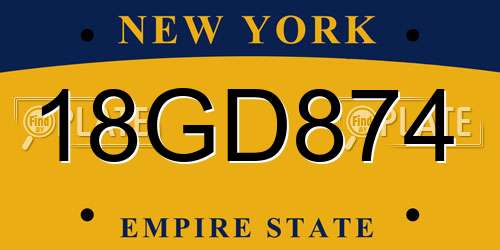 18GD874 New York License Plate