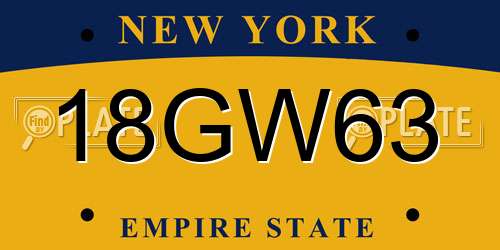 18GW63 New York License Plate