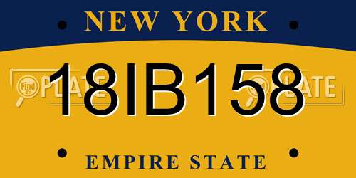18IB158 New York License Plate