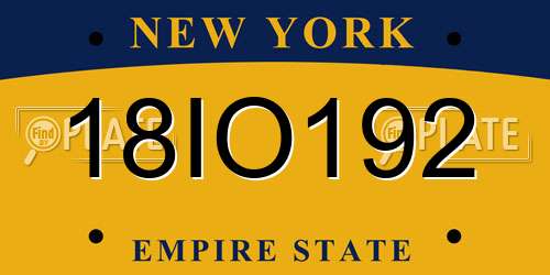 18IO192 New York License Plate