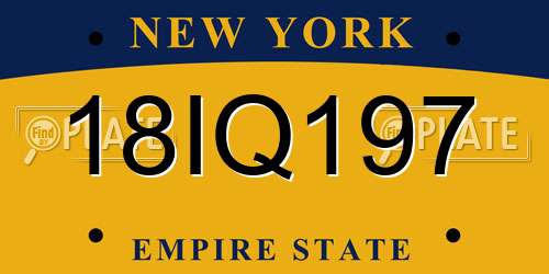 18IQ197 New York License Plate