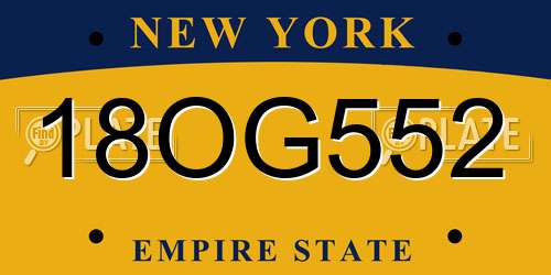 18OG552 New York License Plate