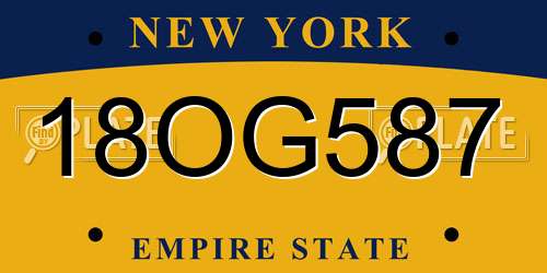 18OG587 New York License Plate