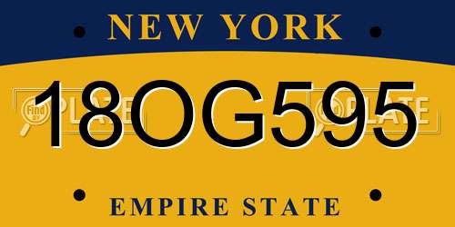 18OG595 New York License Plate