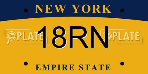 18RN New York License Plate
