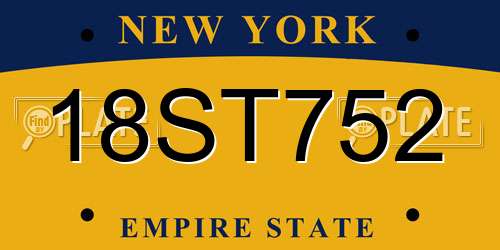 18ST752 New York License Plate