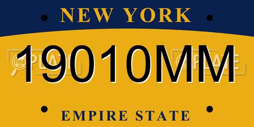 19010MM New York License Plate