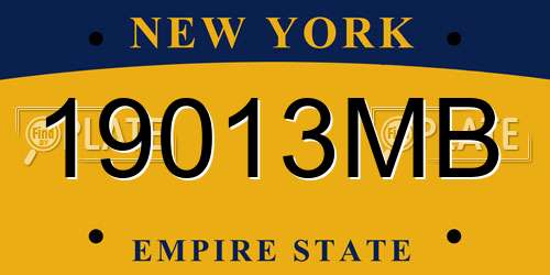19013MB New York License Plate