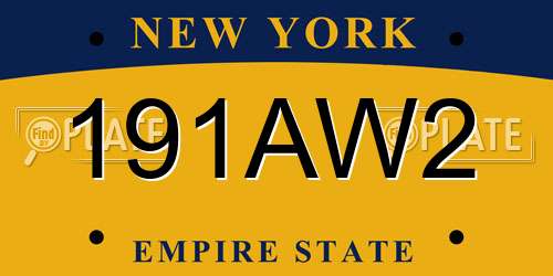 191AW2 New York License Plate