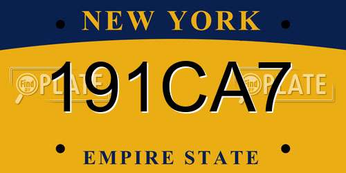 191CA7 New York License Plate