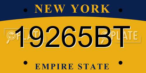 19265BT New York License Plate