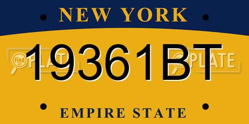 19361BT New York License Plate