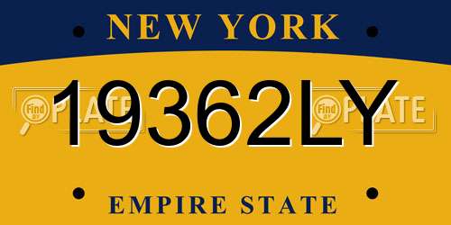19362LY New York License Plate