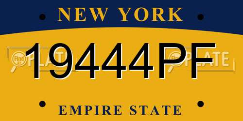 19444PF New York License Plate