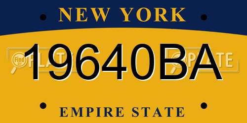19640BA New York License Plate