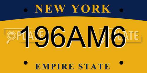 196AM6 New York License Plate