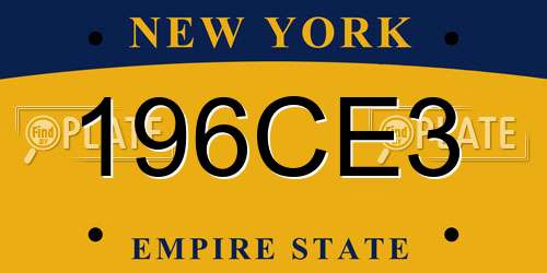 196CE3 New York License Plate