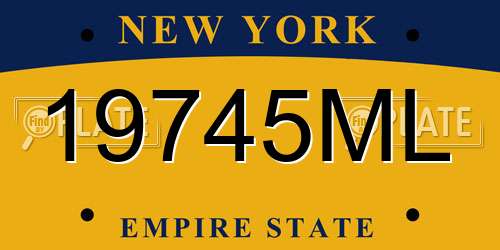 19745ML New York License Plate