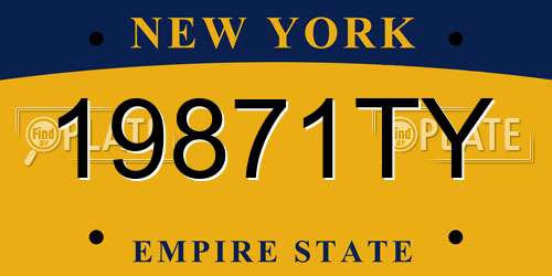 19871TY New York License Plate