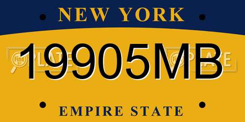 19905MB New York License Plate