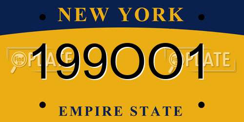 199OO1 New York License Plate