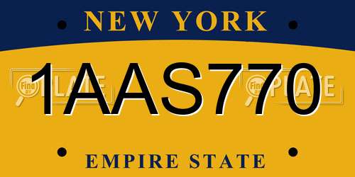 1AAS770 New York License Plate